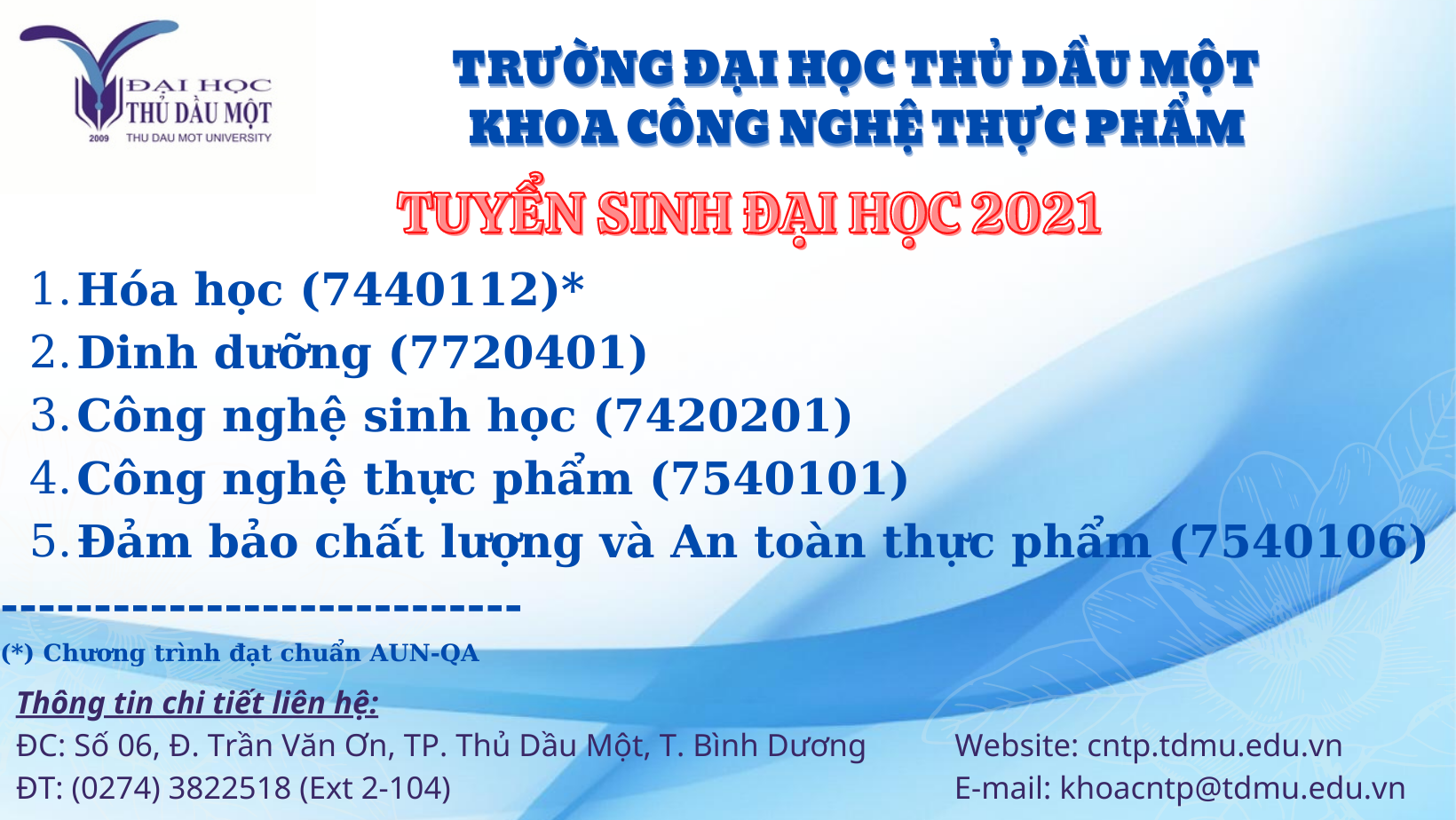 THÔNG TIN CÁC NGÀNH TUYỂN SINH ĐẠI HỌC CHÍNH QUY NĂM 2021